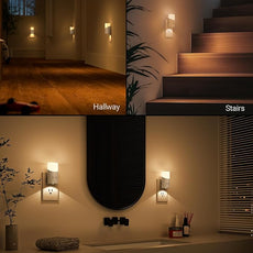 Lyridz LED Plug-in Night Light with 360° Motion Sensor, 1-150 Lumens Dimmable Nightlights Indoor for Bathroom, Bedroom, Hallway, Stairs, Pet House, 2 Pack