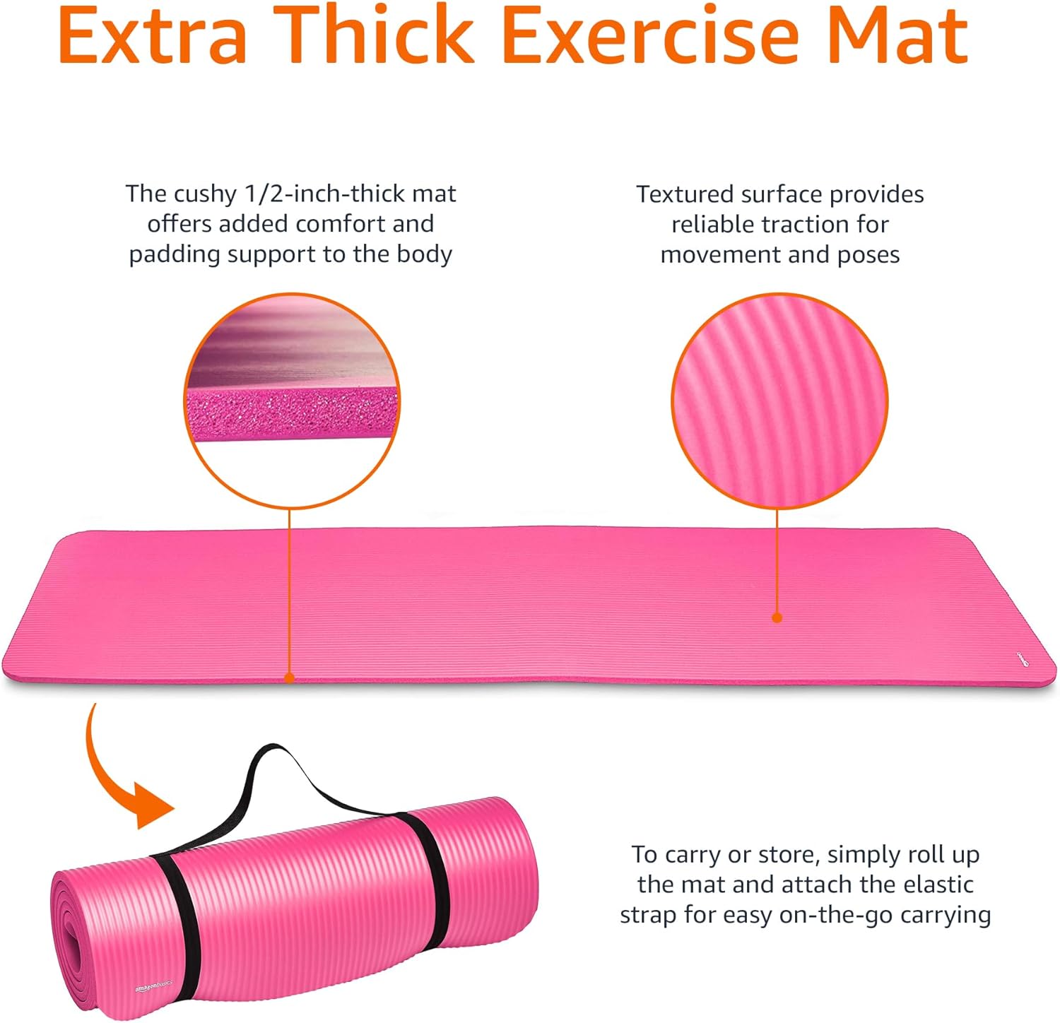 Amazon Basics Extra Thick Exercise Yoga Mat with Carrying Strap Dormly