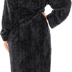 PAVILIA Women Hooded Plush Soft Robe | Fluffy Warm Fleece Sherpa Shaggy Bathrobe