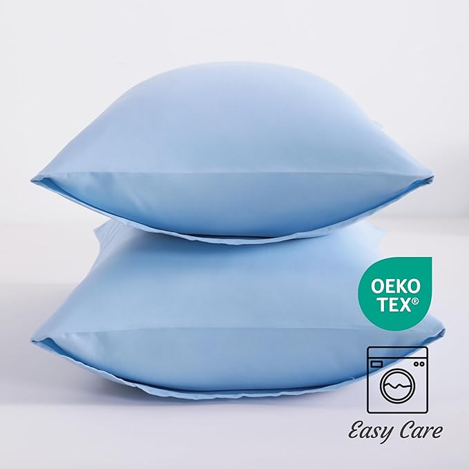 NTBAY Toddler Pillow Cases Set of 2, 2 Pack Brushed Microfiber 14x20 Pillow Cases, Soft, Wrinkle, Fade, Stain Resistant Sky Blue Pillow Cases with Envelope Closure, 14x20 Inches, Sky Blue