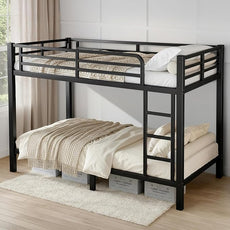 Twin Over Twin Bunk Bed, Metal Bunk Bed Frame Heavy Duty Bunk Beds Loft Bed Frame with Ladder and Guardrail Metal Slats No Box Spring Required for Adults Teens, Black