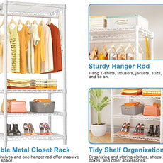 Ulif H4 Mini Portable Closet, 4 Tiers Freestanding Clothing Garment Rack for Small Space, Metal Clothes Wardrobe System for Bedroom, 23.6