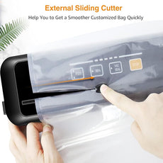 MEGAWISE Vacuum Sealer Machine, 2025 Model with 80kPa Suction Power, One-Touch Operation, Built-in Cutter, Compact Design, Vacuum Bags Included (Grey) (16.14 x 4.02inch)