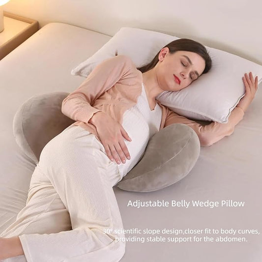 BATTOP Pregnancy Pillow Wedge for Belly Support,Portable Pregnancy Pillows for Sleeping,Support Legs,Back,Knees,Adjustable Maternity Wedge Pillow with Removable Cover,Travel Pregnancy Pillow