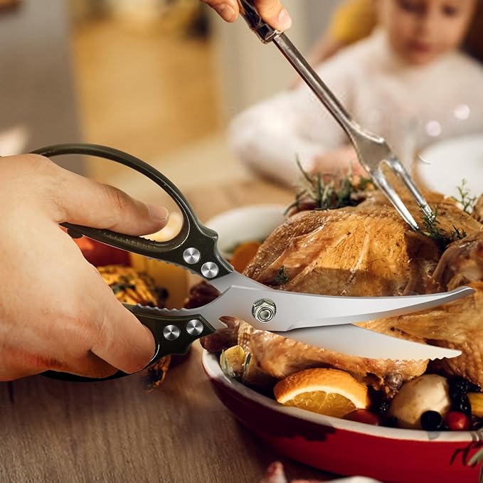 Heavy Duty Poultry Shears,Kitchen Shears,Food Scissors All Purpose for Meat Cutting,Chicken,Turkey,Fish,Dishwasher Safe Kitchen Scissors with Anti-Slip Handle