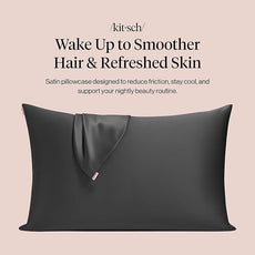 Kitsch Satin Pillowcase with Zipper for Hair & Skin, Softer Than Silk Pillow Cases Queen Size Set of 2, Wrinkle-Free, Smooth and Cooling Satin Pillow Covers, Standard Size 19