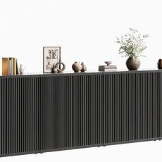 Fluted Buffet Cabinet Sideboard with Storage,Wooden Credenza with 2 Doors&Adjustable Shelve, Modern Accent Cabinets Coffee Bar Bookcase for Living Room,Kitchen Dining Room Entryway 15