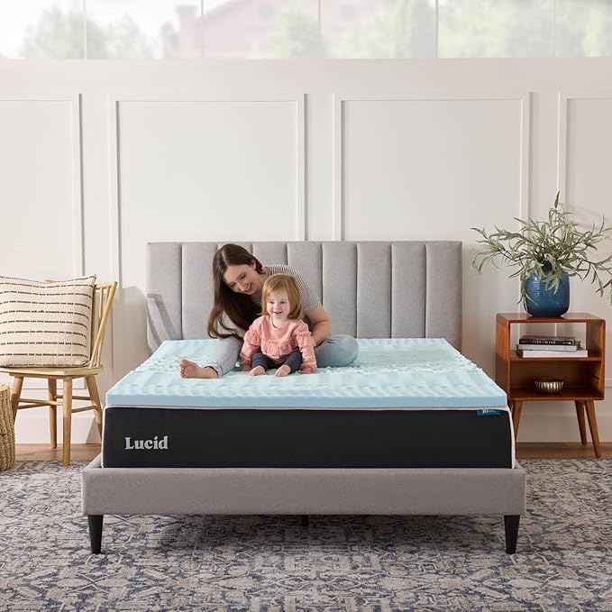 LUCID 2 Inch Zoned Gel Memory Foam Mattress Topper, Full