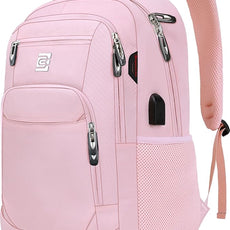 Laptop Backpack,Business Travel Anti Theft Slim Durable Laptops Backpack with USB Charging Port,Water Resistant College Computer Bag for Women & Men Fits 15.6 Inch Laptop and Notebook-Light Pink