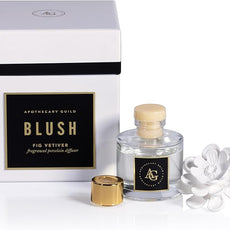 Zodax Apothecary Guild Blush Porcelain Oil Diffuser - Home Fragrance Diffuser Ideal for Living Room, Bathroom, Office - Makes a Great Gift - Porcelain Flower Design - Fig Vetiver - 1.69 Oz.