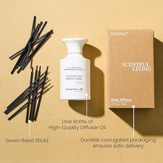 M&SENSE Reed Diffuser Set, 10.14 fl oz Large Reed Diffuser, Apricot Sage Scented with Natural Essential Oils, Long Lasting with 7 Sticks, Non-Toxic Home Fragrance Reed Diffuser for Bedroom, Bathroom