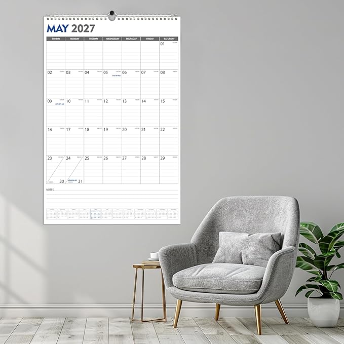 GuassLee Extra Large Wall Calendar 2026-2027, 20"x 30" Gaint Vertical Wall Calendar 2026, Jan. 2026 to Jun. 2027, 18-Month Paper Hanging Planner Wall with Julian Date for Office Home Planning