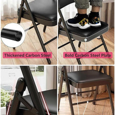 1 Pack Bulk Folding Chairs with Padded Cushion, Single Black Steel Metal Frame Foldable Chair for Indoor and Outdoor, Portable Stackable Commercial Seat for Bedroom Patio Party Event
