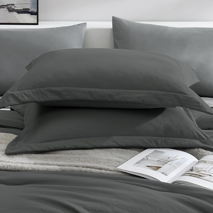 WRENSONGE King Size Comforter Set- 7 Pieces Soft Grey Bed in a Bag with Fitted Sheet, Flat Sheet, 2 Pillow Shams, and 2 Pillowcases- Warm Bedding Set for All Season