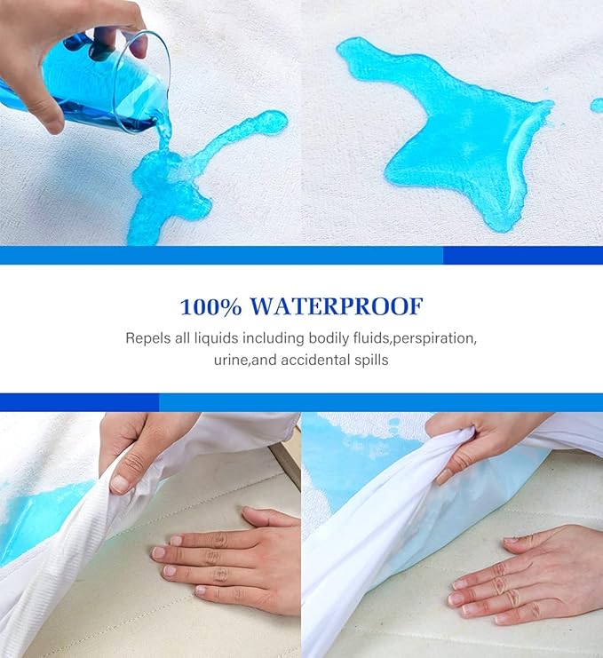 3 Pack Full Size Mattress Protector Waterproof Mattress Protector Full Mattress Pad Cover Noiseless, Soft Breathable Terry for Pets Kids Adults 54" x 75"
