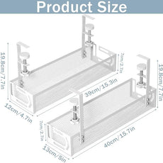 Cable Management, 2 Pack Cable Management Under Desk No Drill, Metal Cord Organizer with Clamp for Standing Desk, Cable Organizer for Home Office, White