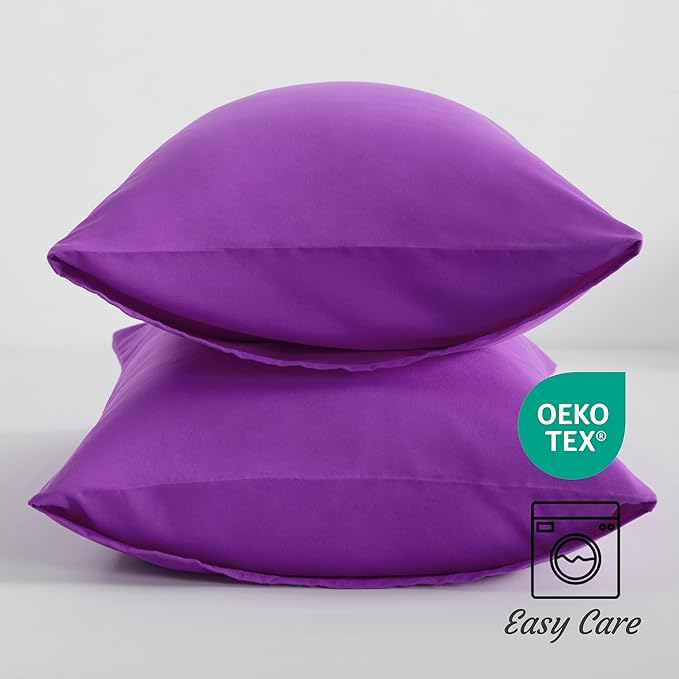 NTBAY King Pillow Cases Set of 2, 2 Pack Brushed Microfiber 20x36 Pillow Cases, Soft, Wrinkle, Fade, Stain Resistant Purple Pillow Cases with Envelope Closure, 20x36 Inches, Purple