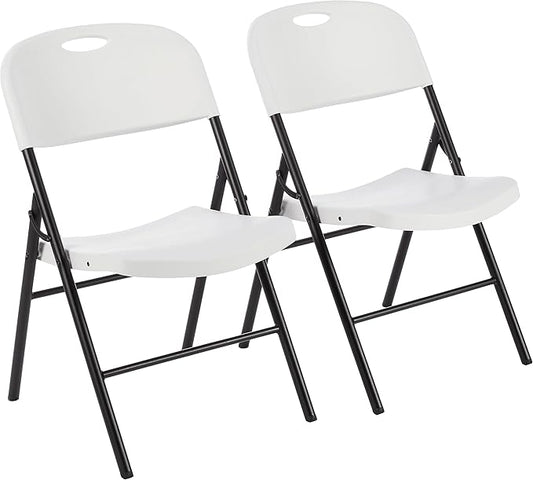 Amazon Basics Folding Plastic Chair, 350-Pound Capacity, White, 2-Pack