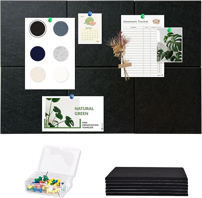Large Cork Board Tiles for Wall with Push Pins, 36"x24" Bulletin Board Sets, Self-Adhesive Pin Board | Magrowill 6 Packs Felt Panels for Office Home Classroom Dorm