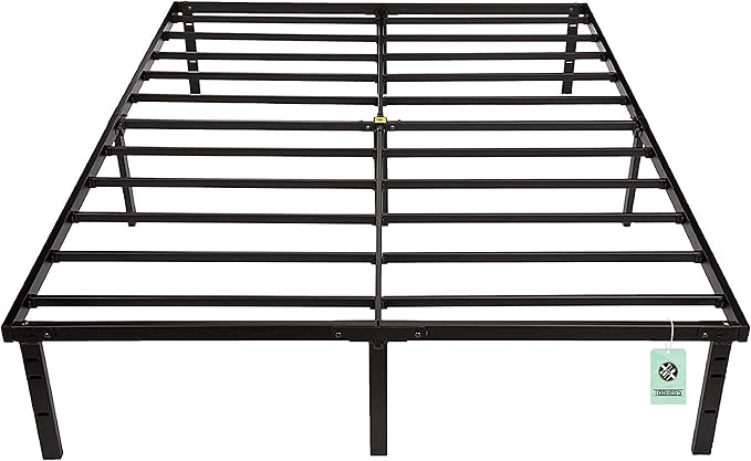 Amazon Basics Sturdy Heavy-Duty Non-Slip Platform Bed Frame King Size Storage, Steel Slat Support, Noise Free, Easy Assembly, 14 Inch Black