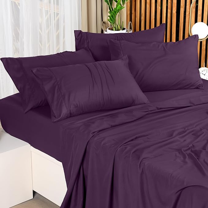 Utopia Bedding King Bed Sheets Set - 4 Piece Bedding - Brushed Microfiber - Shrinkage and Fade Resistant - Easy Care (King, Purple)