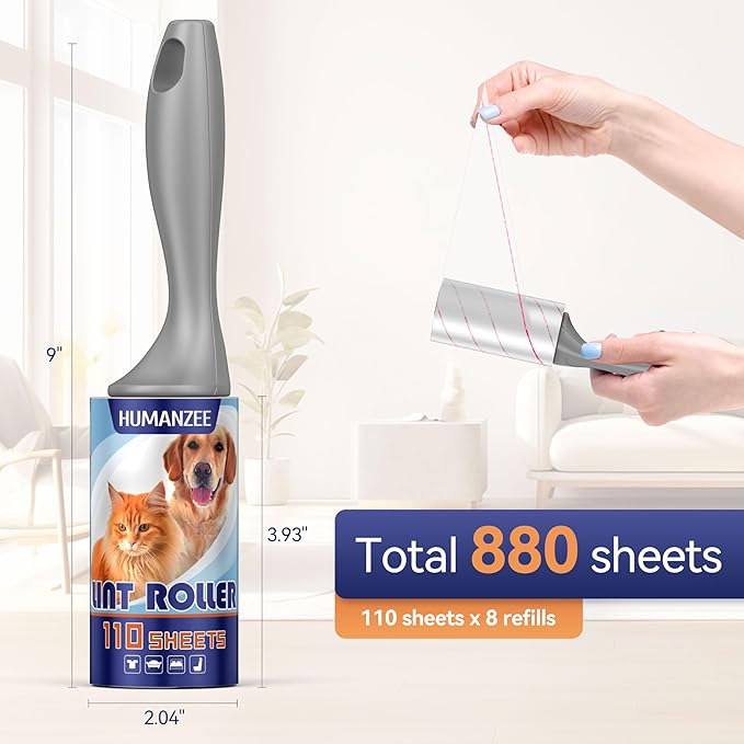 Lint Rollers for Pet Hair Extra Sticky, 880 Sheets Mega Value Set with Reinforced 4 Handles and Tough Paper, Lint Roller for Clothes, Sofa Bed, Car Seat, and More