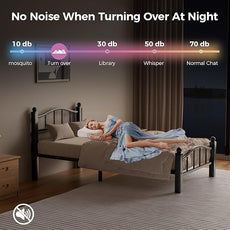 Metal Twin Bed Frames, Noise-Free Design & Underbed Storage Heavy Duty Bed Frames with Headboard No Box Spring Needed/Tool-Free Assembly