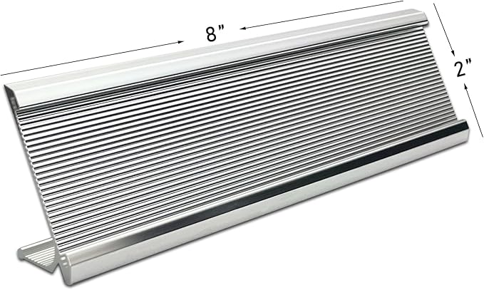 10 Pack 2" x 8" Aluminum Desk Name Plate Holder, Office Name Plate Holder for Desks, Desk Sign Holder for Office Conference, Meeting Room or Other Business Event (Silver)