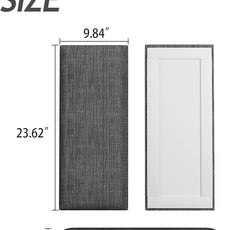 Upholstered Wall Mounted Headboard, Acoustic Wall Panel, Peel and Stick Wall Padding Panel, Dark Grey Dorm Towel Fabric, 9-Pack