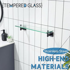 KOKOSIRI Wall Shelves Bathroom Hardware Tempered Glass Floating Shelf Hanging Rack Storage/Room Decor 20-Inch Oil Rubbed Bronze 2 Pack B1105ORB-L20-P2