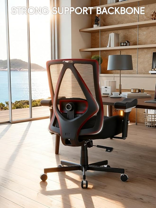 Big and Tall Office Chair 500lbs, Ergonomic Desk Chair with W Wide Thick Cushion, Executive Mesh Office Chair with Adjustable Lumbar Support & 4D Armrest, Computer Task Chairs for Heavy People, Black