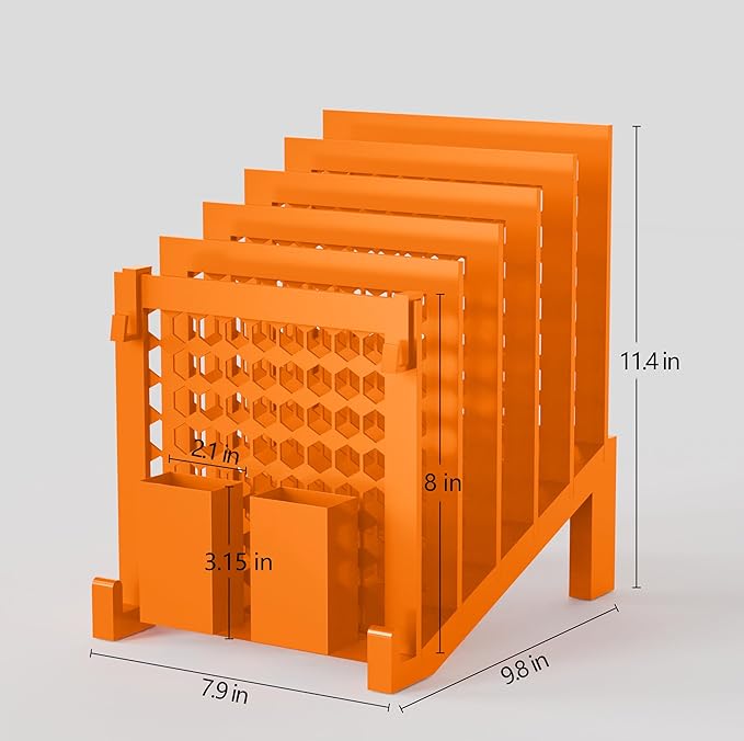 File Organizer for Desk with Storage Box & Hook, Inclined Desk File Organizer with 5-Section Vertical File Holder suitable for Home Office Document Organization(Orange01)