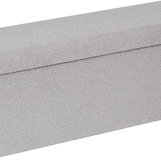 PINPLUS Storage Ottoman Bench Sherpa Foot Rest, Foldable Boucle Ottomans, Large Faux Teddy Fur Ottoman Storage Box Entryway Bench for Dorm, Grey 43.3'' x 15'' x 15''
