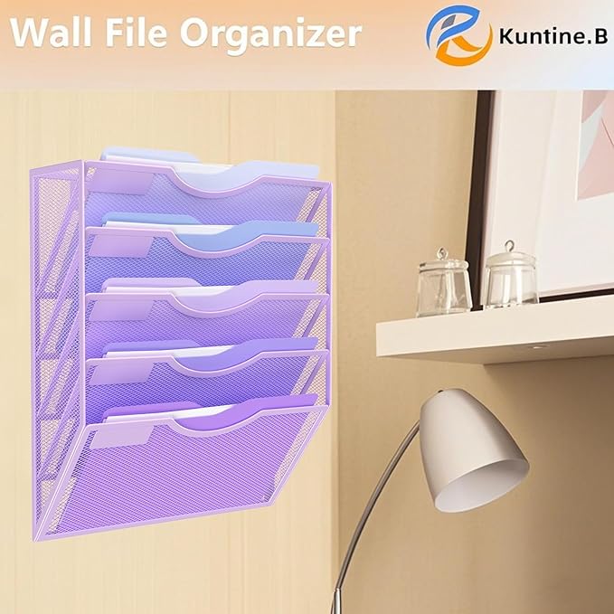 Kuntine.B Wall File Organizer (Purple, 5 Tier)