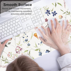 QIYI Floral Mouse Pad, Large Desk Mat for Desktop, Women Girls Watercolor Flowers Office Décor Desk Accessories, PU Leather Waterproof Gaming Mousepad, Wildflowers Desk Pad Computer Mat, 31.5