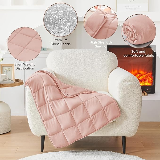 Pink Weighted Lap Blanket for Adults 5lbs, 29"x33", Cooling Heavy Throw Blanket, Portable Travel Weighted Blankets, Soft Small Blankets Gift for Sleeping
