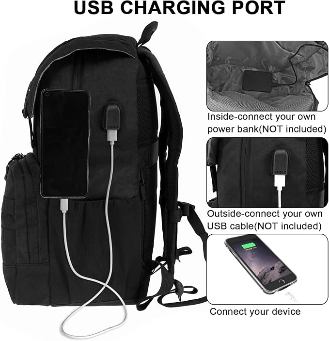 WOLT Laptop Backpack with USB Charging Port Fits Up to 17 Inch Laptop, College Backpack for Men Women, Computer Business Bookbag, Black