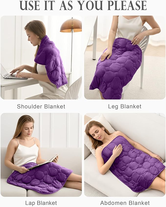Cottonblue Weighted Lap Blanket 7lbs, Cozy Luxury Crystal Velvet Weighted Blanket for Adults, Small Weighted Blanket for Relaxation, Sleeping, Travel, Purple, 29" x 24"
