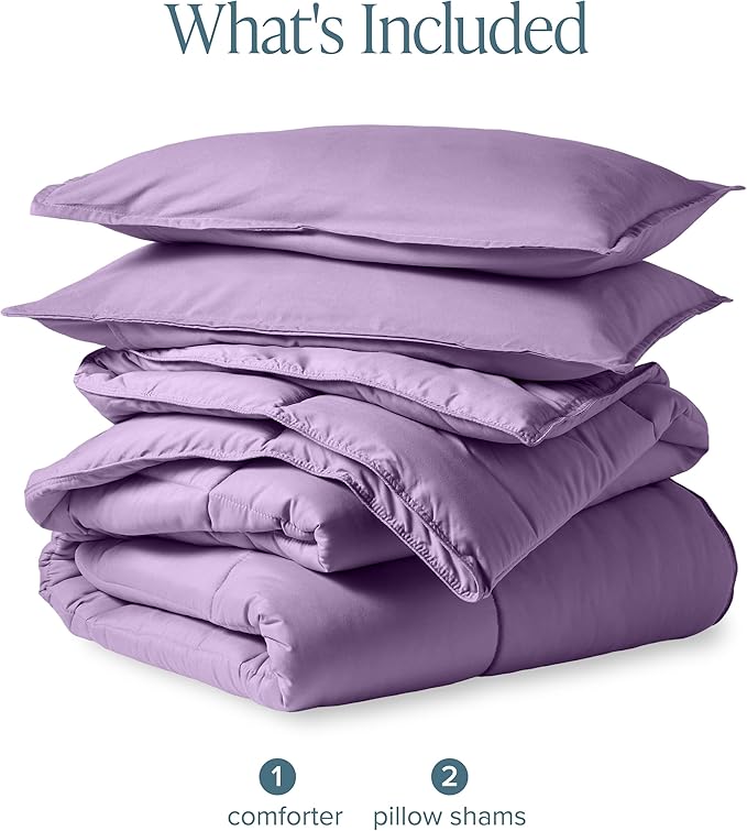 Bare Home Comforter Set - Oversized Queen Size - Ultra-Soft - Goose Down Alternative - Premium 1800 Series - All Season Warmth (Oversized Queen, Lavender)