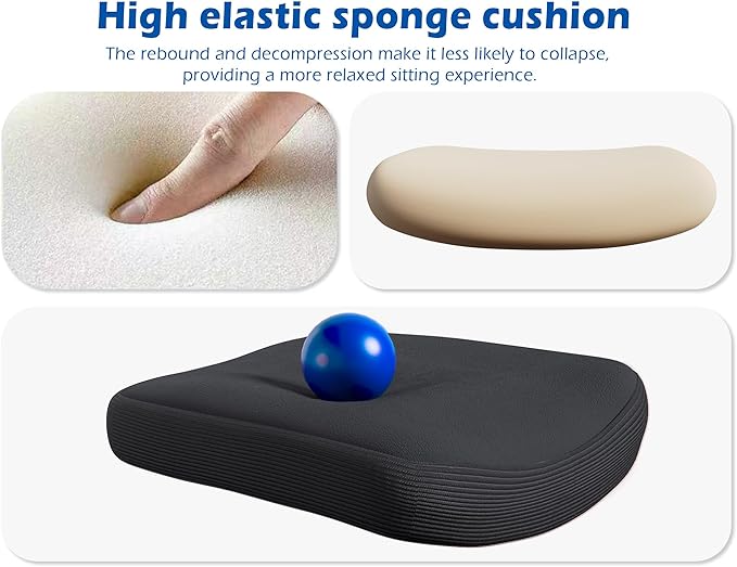 TRALT Ergonomic Office Chair - Desk Chair with Adjustable Headrest Lumbar Support Computer Chair - Mesh Comfy Chair with Flip-up Armrests - Gaming Chairs for Adults Home Office (Leather, Black)