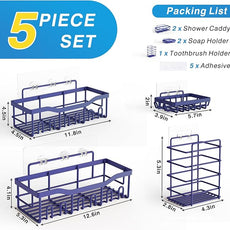 EUDELE 5-Pack Rustproof Stainless Steel Shower Caddy – No Drill Adhesive Bathroom Organizer with Large Capacity, Spacious Shower Shelves for Inside Shower, Kitchen & Home Decor Storage-XL Size