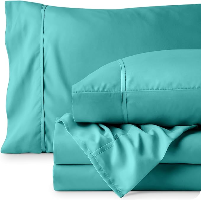 Bare Home King Sheet Set - Luxury 1800 Ultra-Soft Microfiber King Bed Sheets - Double Brushed - Deep Pockets - Easy Fit - 4 Piece Set - Bedding Sheets & Pillowcases (King, Turquoise) BareHome