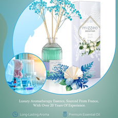 MIZZEO Reed Diffuser Set, Clean Linen 6.76 fl oz Highly Scented Room Diffuser Home Fragrance Essential Oil Reed Flower Diffuser, House Bedroom Office Decor & Gifts