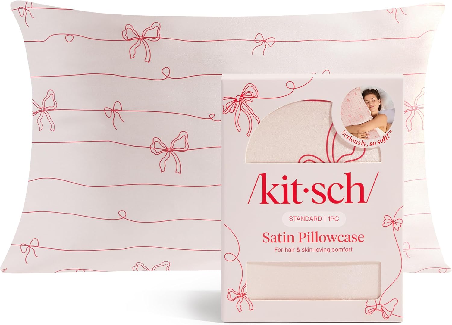 Kitsch Satin Pillowcase with Zipper for Hair & Skin - Softer Than Silk Pillow Cases, Smooth Cooling Satin Pillow Case, Wrinkle-Free, Machine Washable, Pillow Cases Standard Size 19x26 - Lavender Dormly