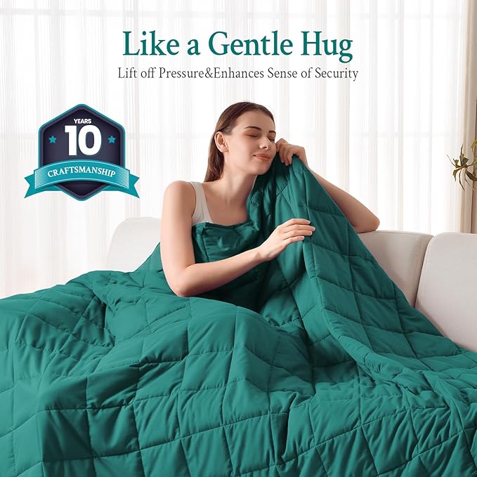 Topblan Weighted Blanket for Adults 12lbs, Soft Cooling Breathable Weighted Throw for Sleeping, Washable Heavy Blanket with Glass Beads for Winter, Sofa Bed, 48"x72" Twin Size