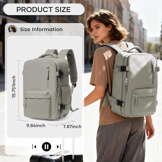 Vacuum Compression Backpack, Travel Vacuum Backpack with Electric Vacpack Pump, Flight Approved Carry On Personal Item Suitcase Luggage for Men Women, Brown, Small