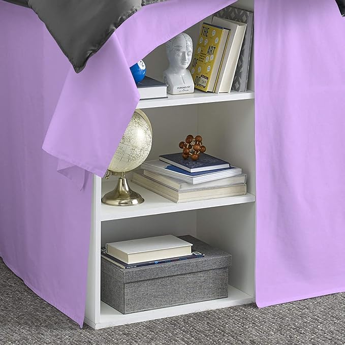 600TC -Dorm Bed Skirt - Split Corner Tailored Dorm Sized Bed Skirt - Dorm Room Essentials - Dorm Bed Skirt 100% Egyptian Cotton - Dorm Décor Bed Skirt Twin XL - 34" Drop (Lilac, Solid)