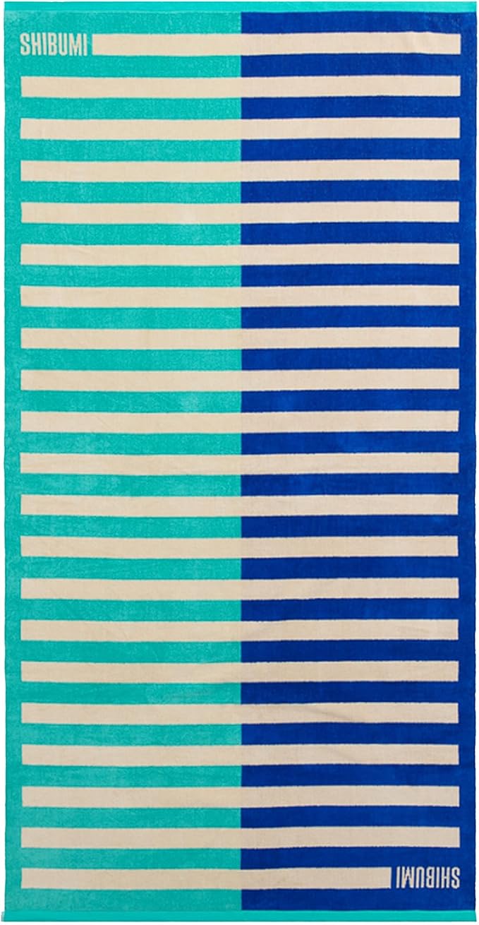 Shibumi Luxe Towel, Ebb & Flow, 35"" x 68"", Oversized and Lightweight Beach Towel, Extra Soft Velour Front and Absorbent Terry Back, 100% Cotton & Machine Washable