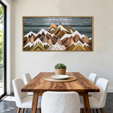 BINCUE Boho Mountain Wall Art Framed Mountain Landscape Canvas Artwork for Living Room Bedroom Bathroom Office 20x40 Inch