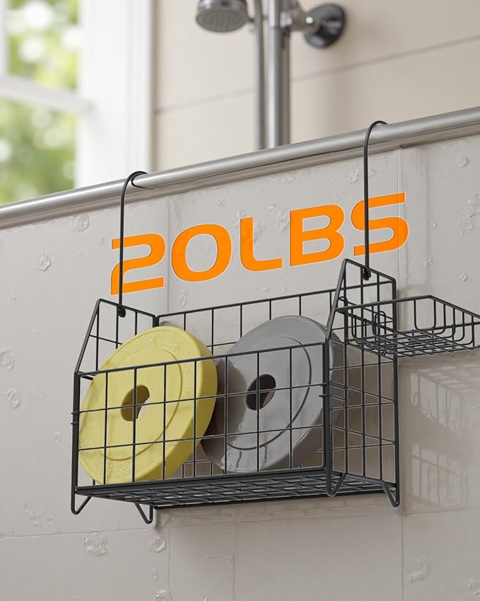 Large Rustproof Shower Caddy Hanging, 304 Stainless Steel Hanging Shower Organizer Basket for Bathroom & Bathtub, Over the Rod Shower Rack for Shampoo, Conditioner, Soap & Bath Accessories(Black)